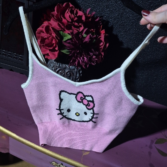 Hello Kitty Tops - Hello Kitty Pink Bandeau with White Trim